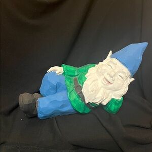 Charming Blue and Green Garden Gnome Statue